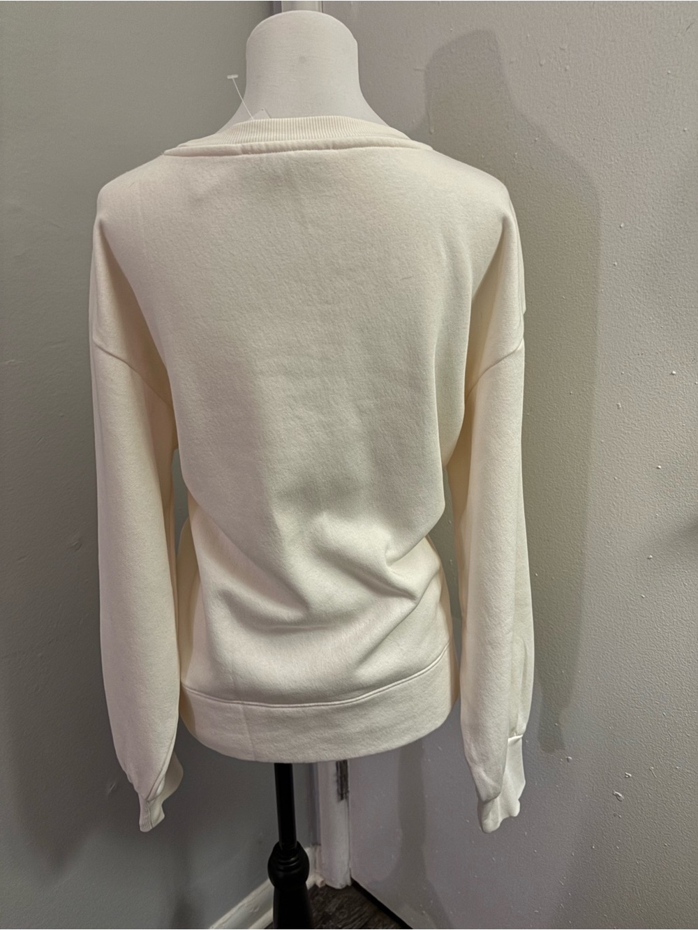 !!NWT!! LOFT Cream Floral Embroidered Terry Puff Sleeve Sweatshirt - Size L - Picture 10 of 12
